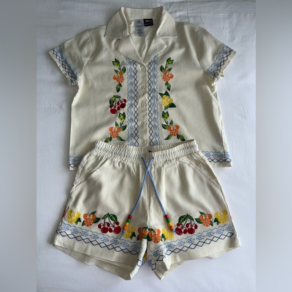 Her universe Disney Embroidered Floral Women Shorts Set